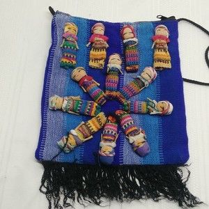 Worry Doll Guatemalan Cross Body Purse Bag Fringe Folk Art